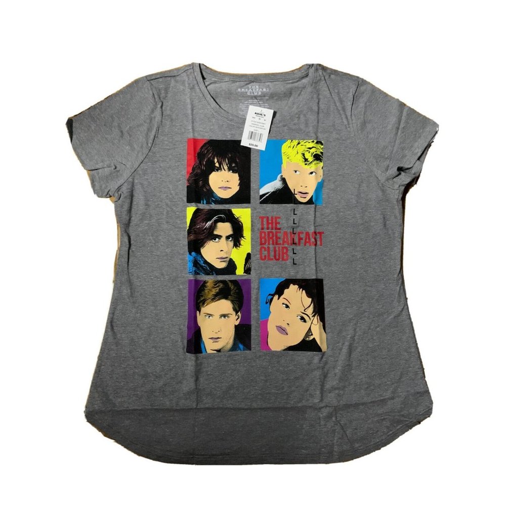 NWT THE BREAKFAST CLUB T-Shirt Women's Size Large Short Sleeves Gray